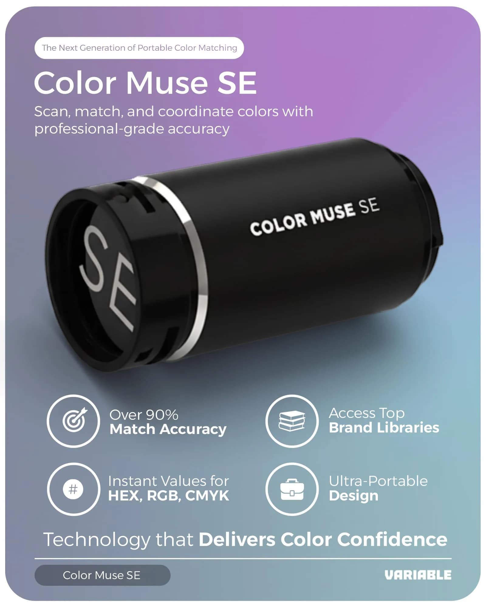 COLOR MUSE SE Colorimeter Paint Color Matching Tool with Calibration Cap | 3cm (1.18in) Device - view 2