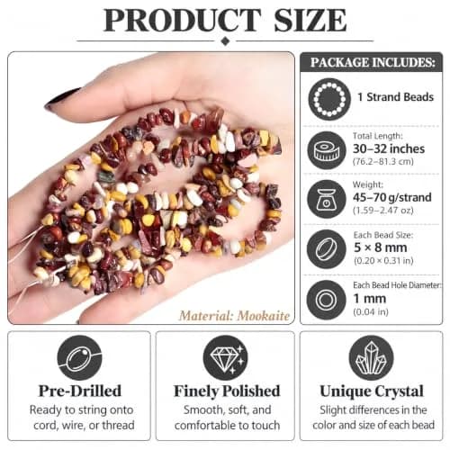 TUMBEELLUWA Mookaite Crystal Chips 5-8mm | Unique Jewelry Beads for DIY Crafts thumbnail 3