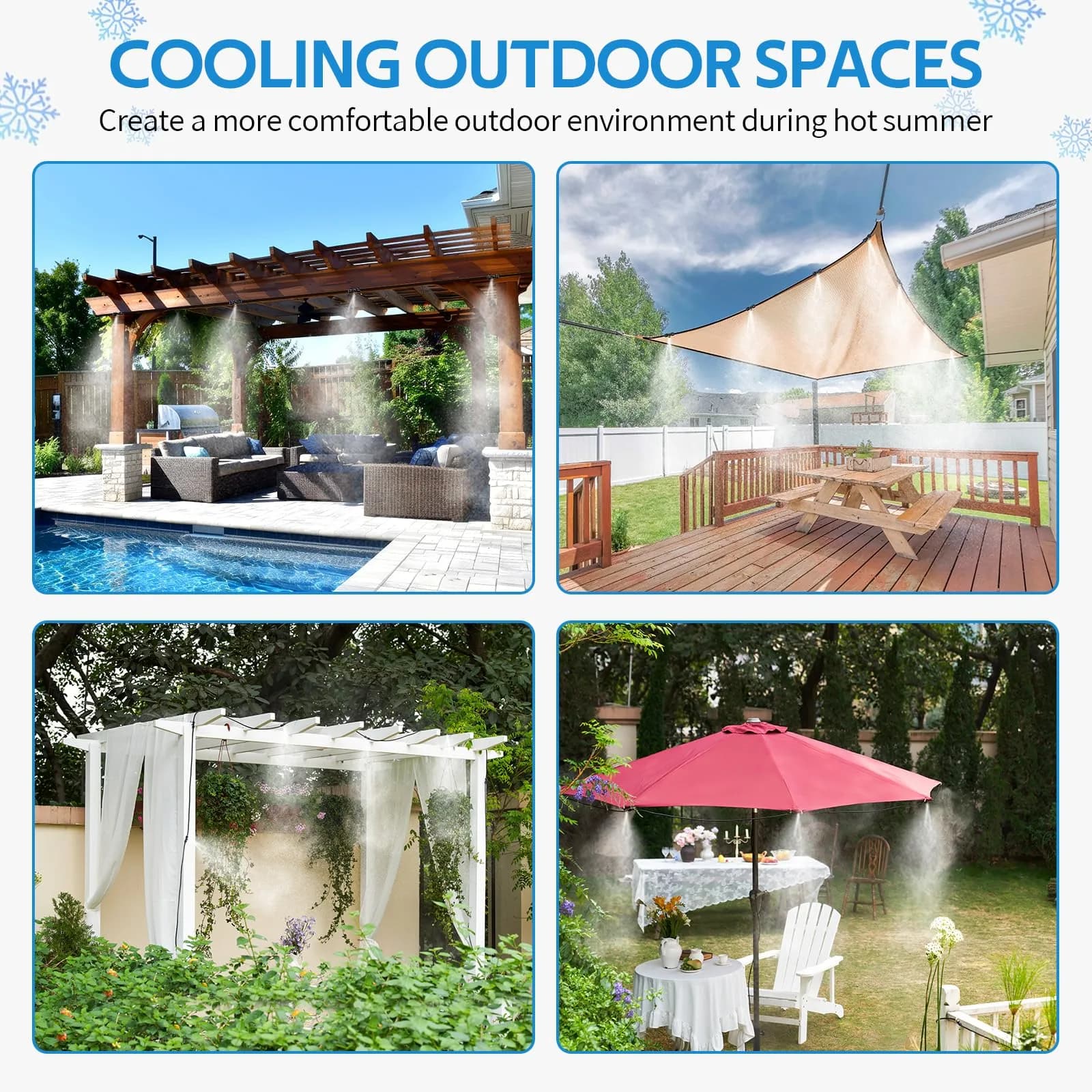 HOMENOTE Misting Cooling System 26FT (8M) with 7 Brass Nozzles & 3/4" Adapter | Outdoor Patio Mister Kit - view 5