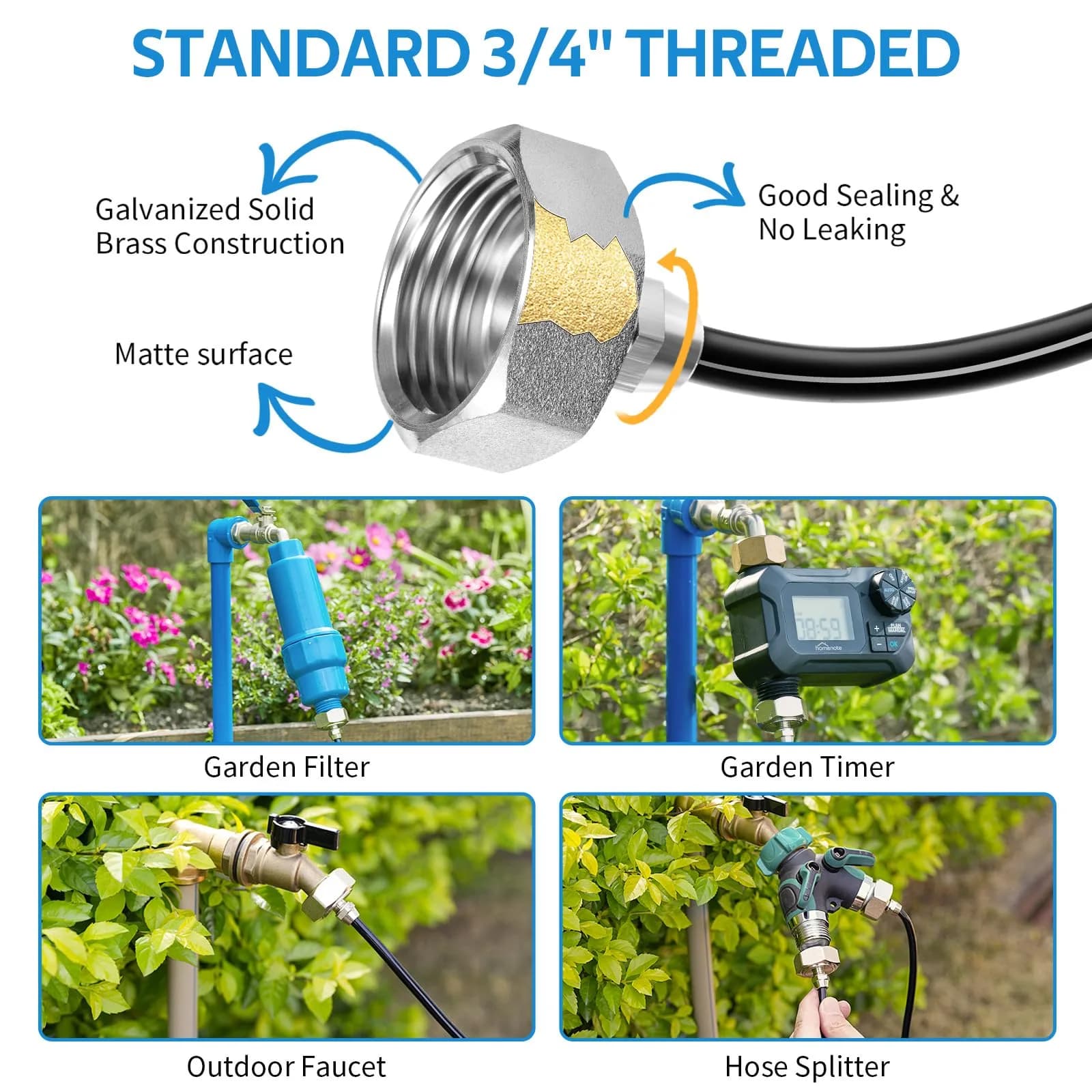 HOMENOTE Misting Cooling System 26FT (8M) with 7 Brass Nozzles & 3/4" Adapter | Outdoor Patio Mister Kit - view 3