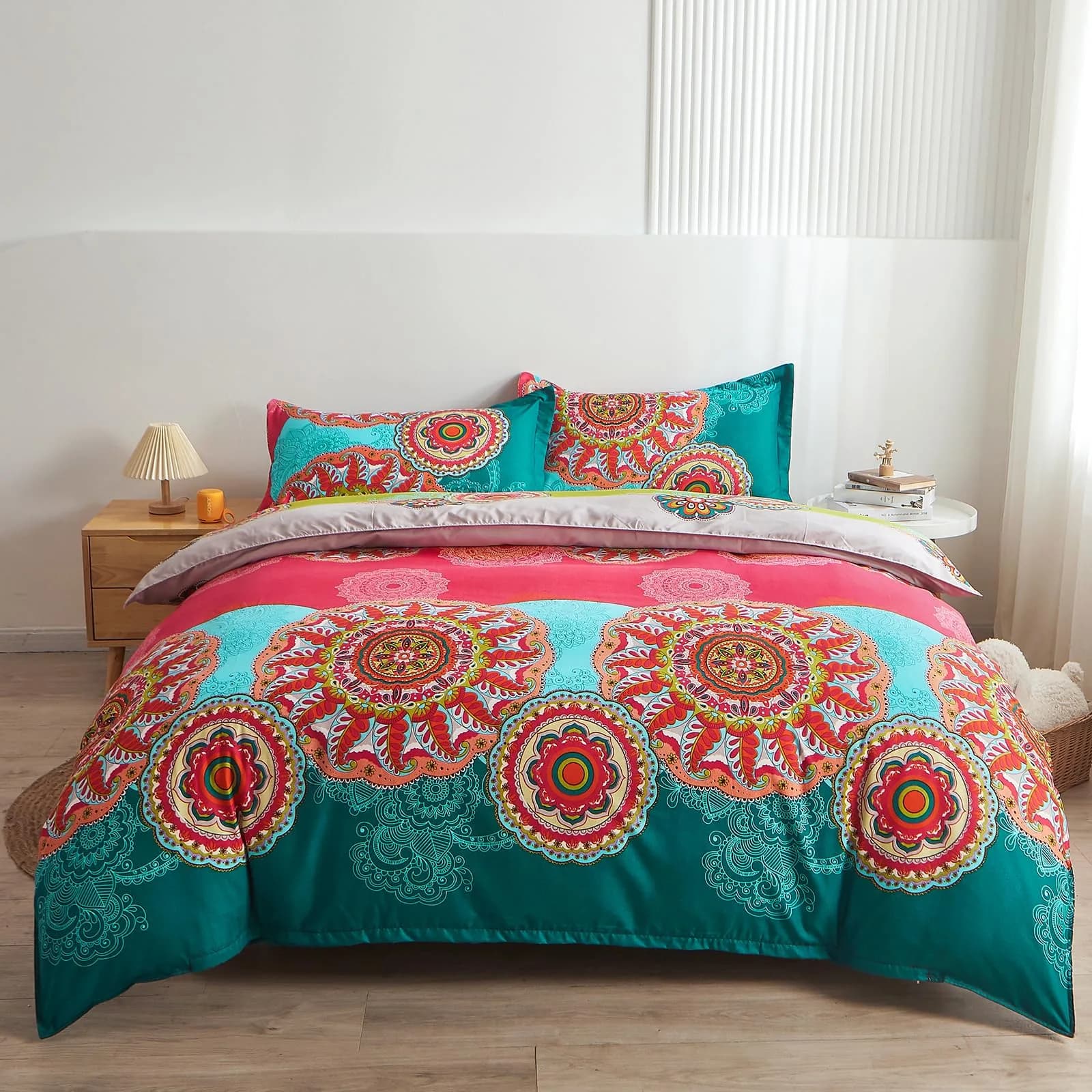 Pangzi Bohemian Duvet Cover Set Lightweight Microfiber Bedding Set (Twin) | Reversible Boho Chic Pattern, 68x85 inches