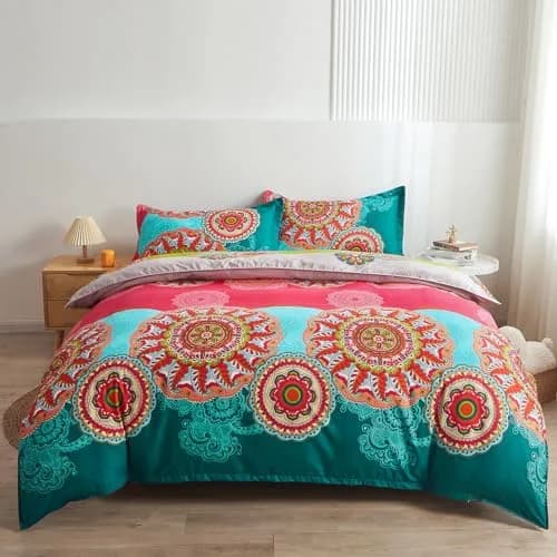 Pangzi Bohemian Duvet Cover Set Lightweight Microfiber Bedding Set (Twin) | Reversible Boho Chic Pattern, 68x85 inches thumbnail 1