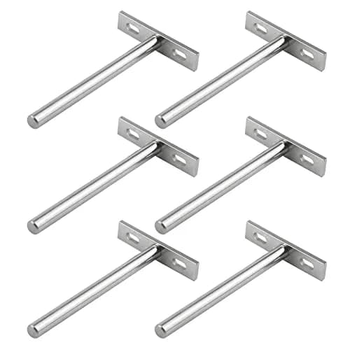 Antrader 5" Floating Shelf Brackets Invisible Shelf Supports, Silver (6 Pack, 12 Expansion Screws) | Load Up to 80 lbs thumbnail 1