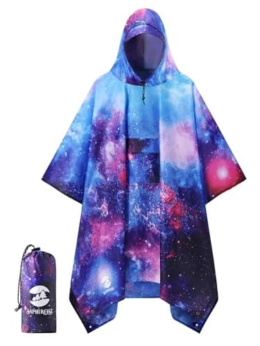 SaphiRose Double Layer Rain Poncho Waterproof Hooded Raincoat 3-in-1 | PU 5000MM, Below Knee Length thumbnail 1