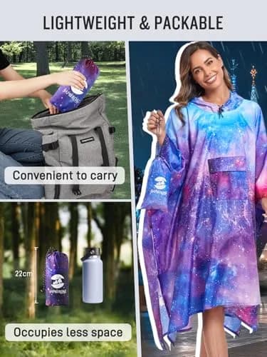 SaphiRose Double Layer Rain Poncho Waterproof Hooded Raincoat 3-in-1 | PU 5000MM, Below Knee Length thumbnail 5