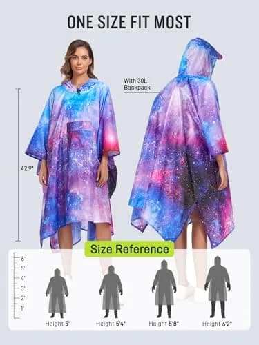 SaphiRose Double Layer Rain Poncho Waterproof Hooded Raincoat 3-in-1 | PU 5000MM, Below Knee Length thumbnail 2