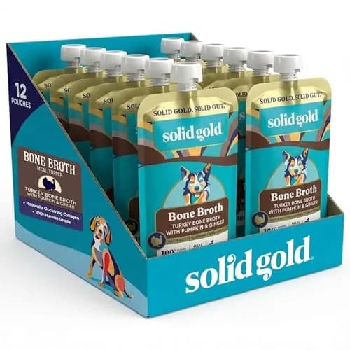 Solid Gold Turkey Bone Broth Dog Food Topper for Picky Eaters, 12ct Pouches | Nutrient-Rich, Collagen & Wellness Support thumbnail 1