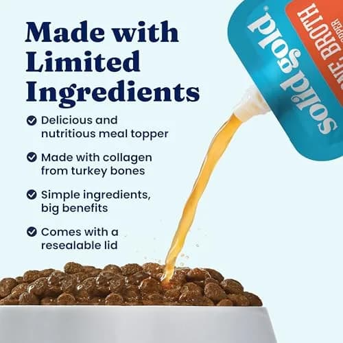Solid Gold Turkey Bone Broth Dog Food Topper for Picky Eaters, 12ct Pouches | Nutrient-Rich, Collagen & Wellness Support thumbnail 2