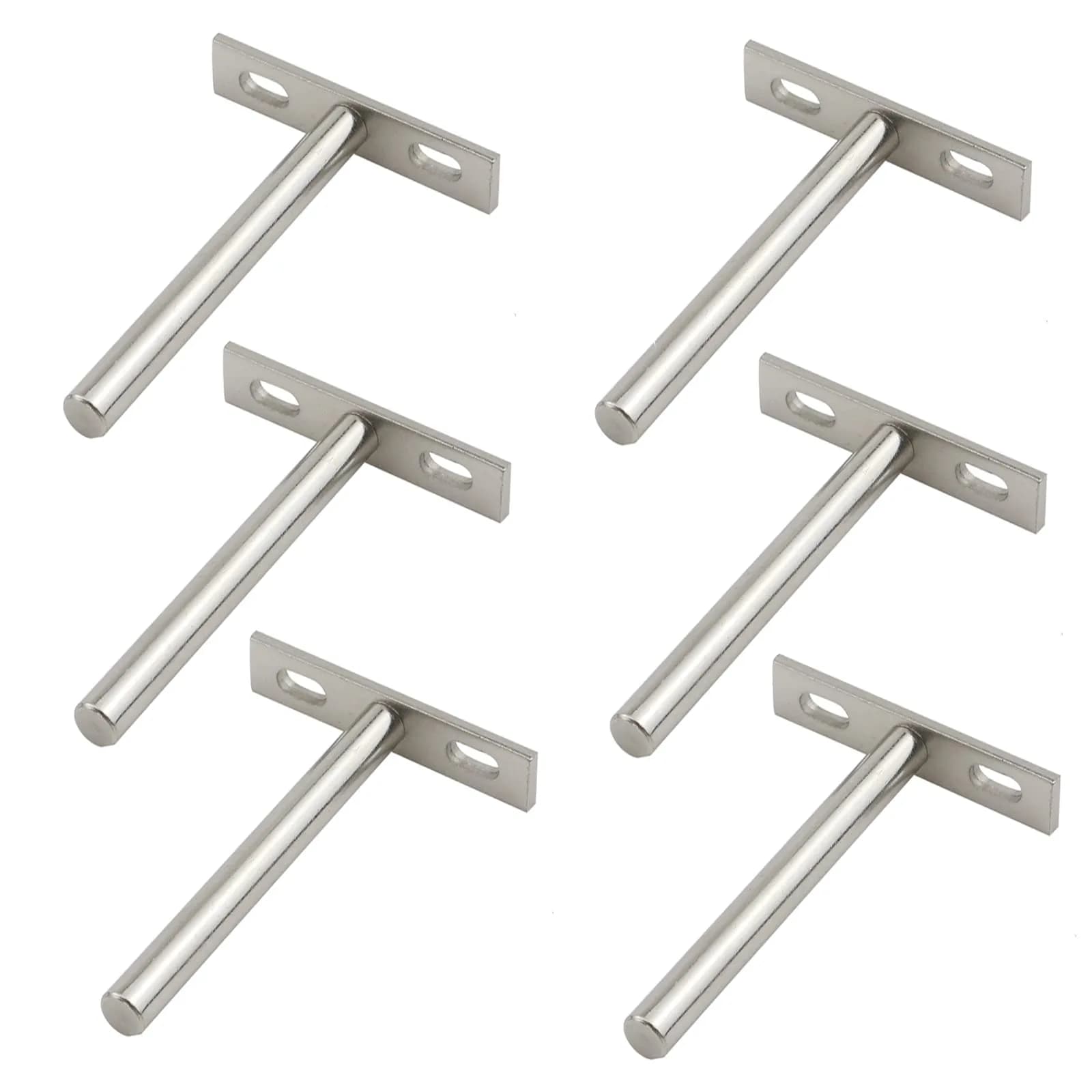 Antrader 4 Inch Concealed Floating Shelf Brackets (10.16 cm / 4 Inch) - Pack of 6 | Heavy Duty Cold Rolled Steel for Wall Mounts — Silver