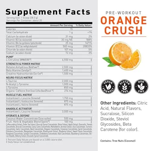 Kaged Original Pre Workout Powder | Orange Krush | 20 Servings | Supports Muscle Pumps & Performance thumbnail 6