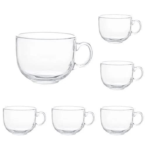 Maredash 16oz Glass Jumbo Mug Set (6 Pack) | Large Handle, Clear Glass, Versatile Use thumbnail 1