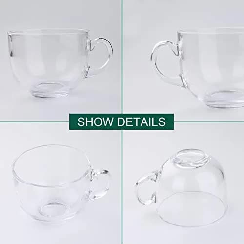 Maredash 16oz Glass Jumbo Mug Set (6 Pack) | Large Handle, Clear Glass, Versatile Use thumbnail 2
