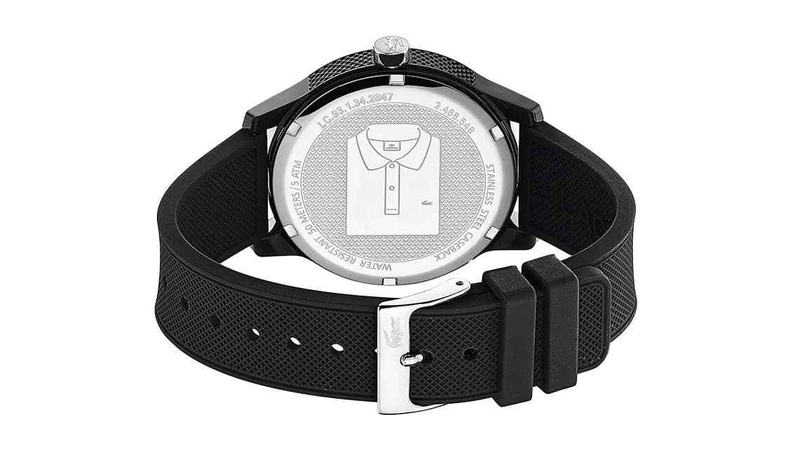Lacoste 12.12 Men's Quartz Chronograph Watch 42mm (1.65in) | Sporty Fashion Timepiece with Black Silicone Strap - view 3
