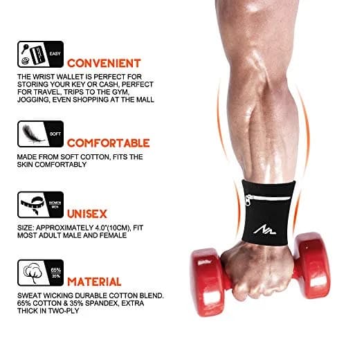 NEWZILL Wrist Wallet Wristband with Zipper for Men & Women, Cotton 1PC | Sweatproof & Safe for Sports & Activities thumbnail 4