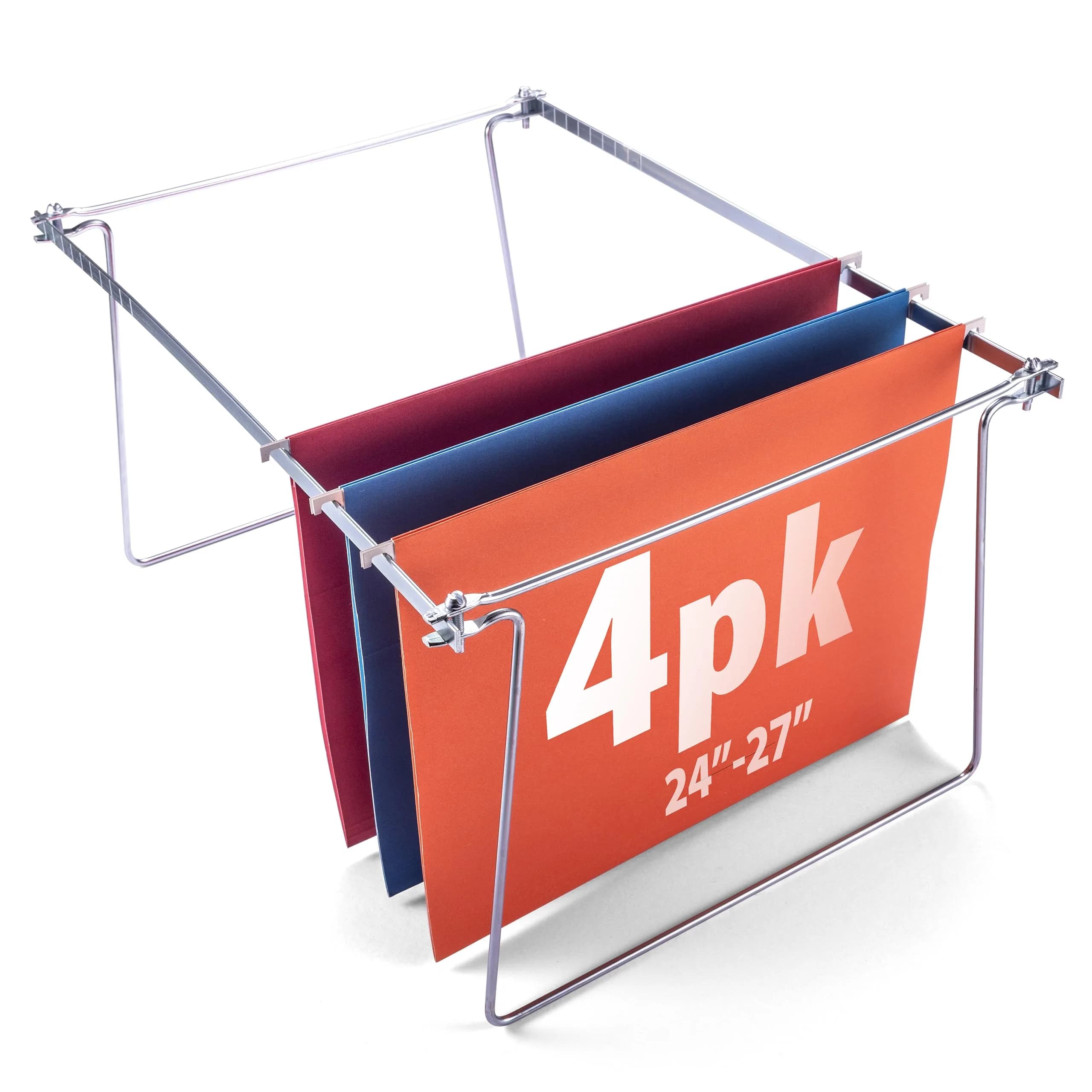Officemate Adjustable Hanging File Frame for Letter Size Drawers (Fits 24″–27″) | Heavy-Duty Steel Organizer (4-Pack) — Assorted Colors