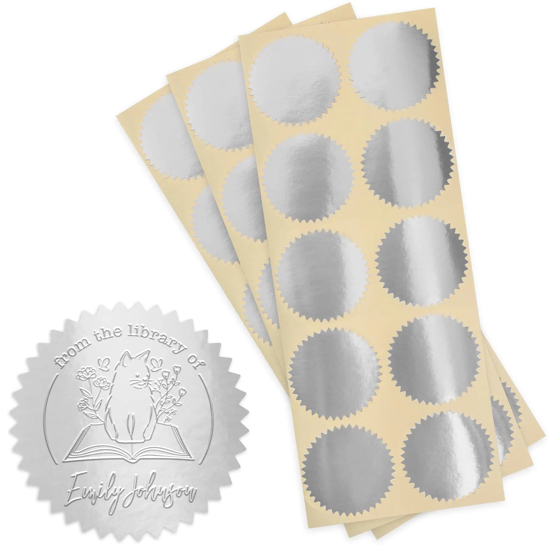 MaxMark Self Adhesive Glossy Silver Seal Labels 1.75" | Certificates & Notary Seals — Glossy Silver