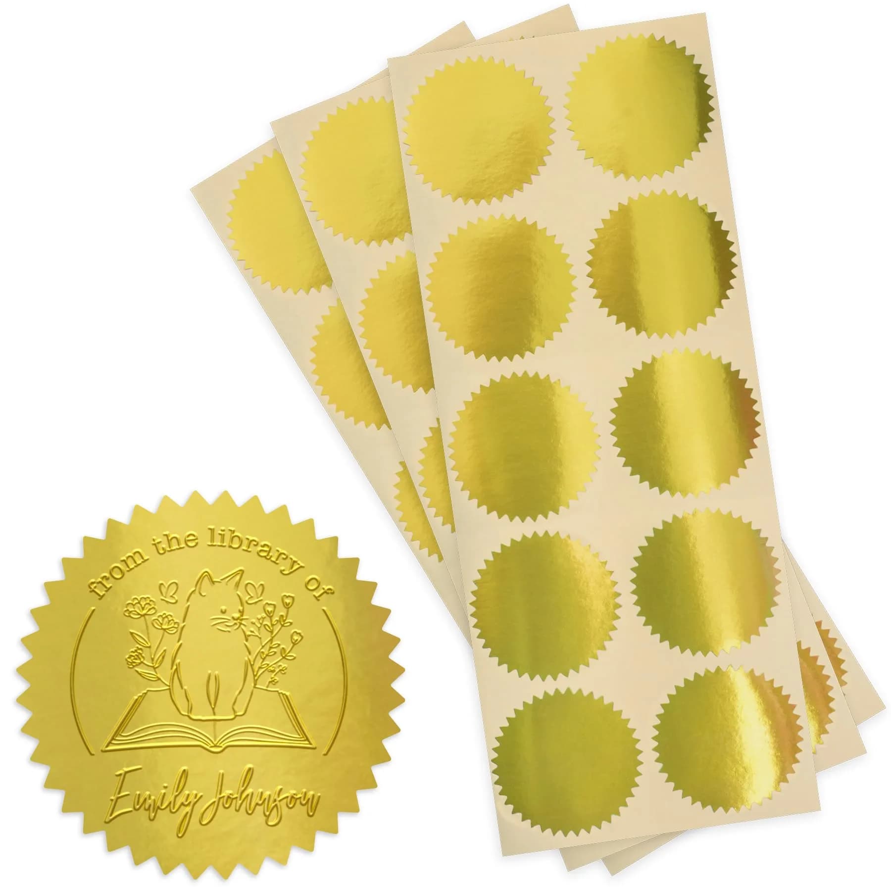 MaxMark Self Adhesive Glossy Silver Seal Labels 1.75" | Certificates & Notary Seals — Glossy Gold / 2" diameter