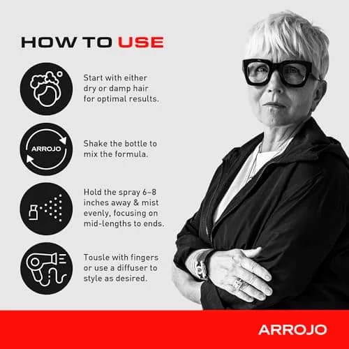 ARROJO Glint Texture & Shine Spray 6.7oz | Frizz Control & Flexible Hold for Curly Hair with Vitamin E & Fruit Extracts thumbnail 6