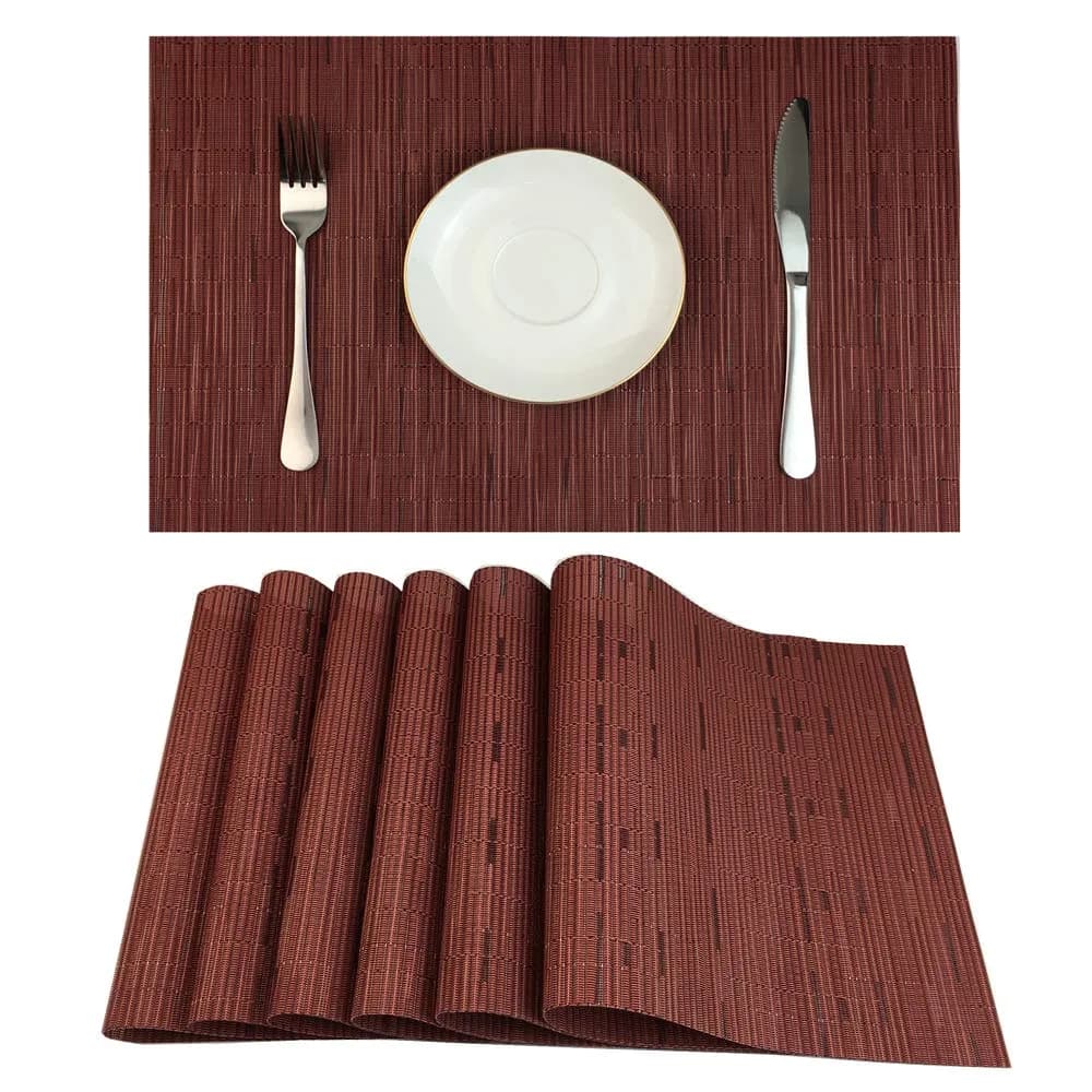 WAZAIGUR Placemats Set of 6 | Heat-Resistant, Easy to Clean, Stylish Vinyl Table Mats for Modern Dining