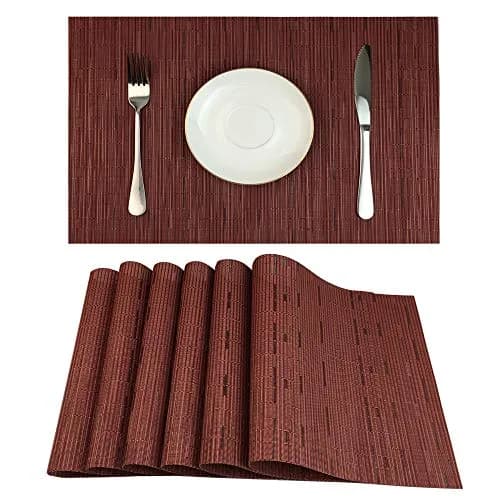 WAZAIGUR Placemats Set of 6 | Heat-Resistant, Easy to Clean, Stylish Vinyl Table Mats for Modern Dining thumbnail 1