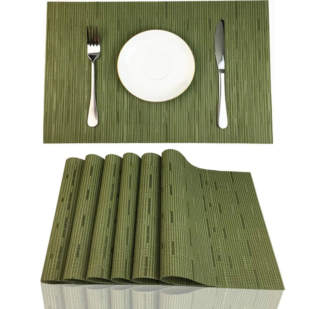 WAZAIGUR Placemats Set of 6 | Heat-Resistant Woven Vinyl for Dining Tables - main product image