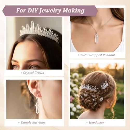 SUNYIK Assorted Color AB Aura Titanium Coated Crystal Points Quartz 15 inch Strand | Chakra Healing & Jewelry Making thumbnail 2