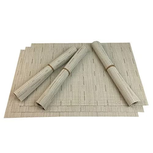 WAZAIGUR Placemats Set of 6 for Dining Table | Heat-Resistant, Easy to Clean, Woven Vinyl, Cream thumbnail 2