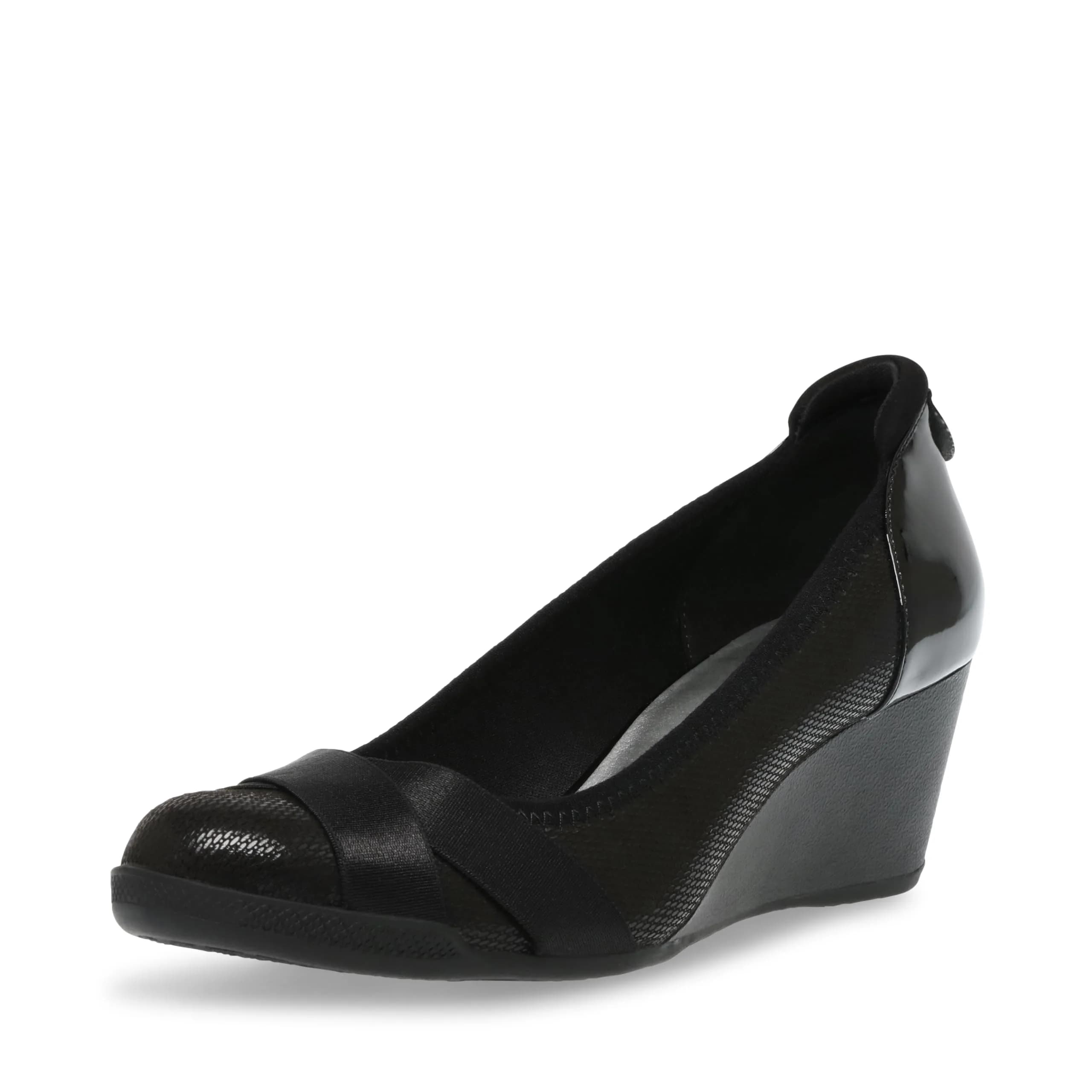 Anne Klein Sport Timeout Wedge Heel Pewter 11 M | Stylish Comfort for Women — Black / 10