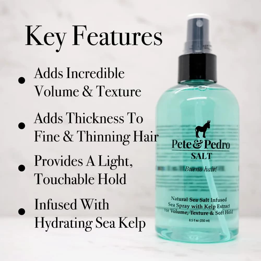 Pete & Pedro Natural Sea Salt Spray 60ml (2 Fl Oz) | Adds Volume & Texture - view 2