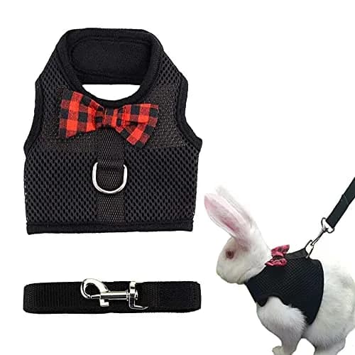 ASOCEA Adjustable Bunny Harness and Leash Breathable Mesh Vest for Small Animals (30-34cm Neck, 26-30cm Chest) | Soft Pet Harness Vest for Rabbits & Ferrets thumbnail 1