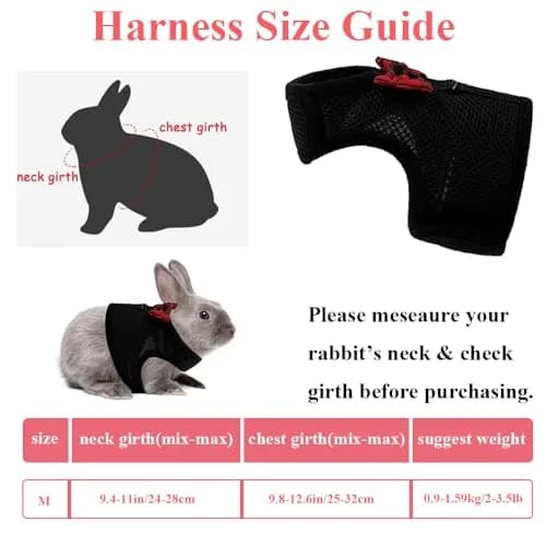 ASOCEA Adjustable Bunny Harness and Leash Breathable Mesh Vest for Small Animals (30-34cm Neck, 26-30cm Chest) | Soft Pet Harness Vest for Rabbits & Ferrets thumbnail 2
