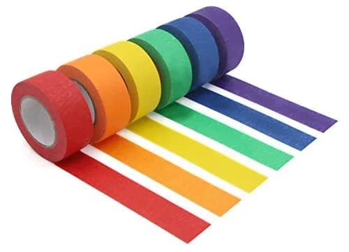 JONYEE Colored Masking Tape 6 Rolls | 1 Inch Wide, 13 Yards Each | Arts, Crafts, Labeling & Kids' Projects thumbnail 9
