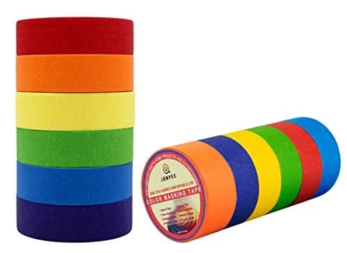 JONYEE Colored Masking Tape 6 Rolls | 1 Inch Wide, 13 Yards Each | Arts, Crafts, Labeling & Kids' Projects thumbnail 2