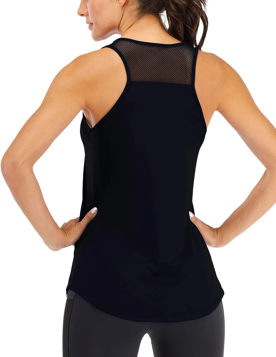 Fihapyli Workout Tank Tops for Women Breathable Mesh Racerback Backless Loose Fit M