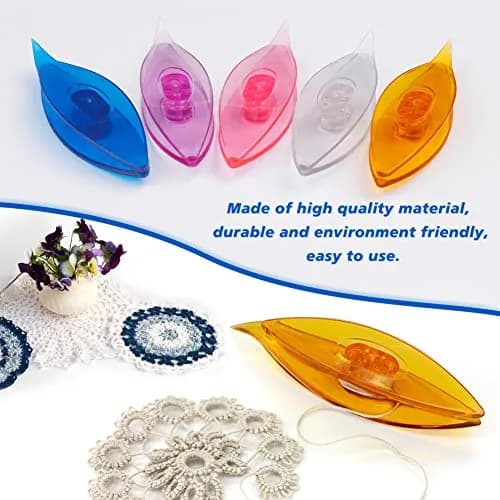 BUTUZE Tatting Shuttle Kit for Beginners, 10 Transparent Plastic Shuttles with Beading Needle & Crochet Hook | Assorted Colors thumbnail 3