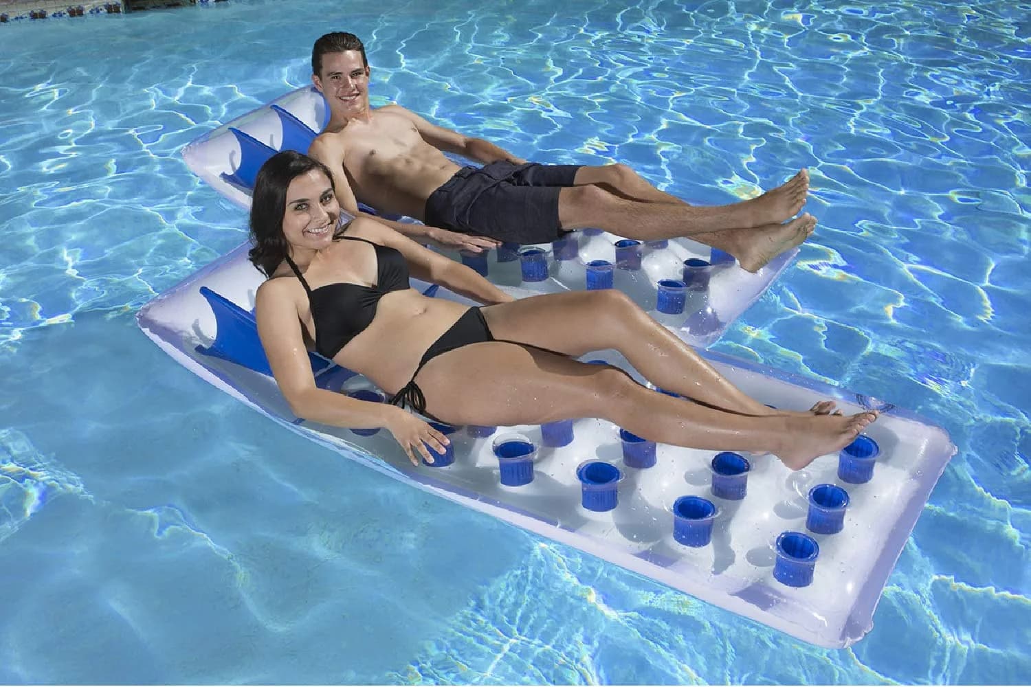 Poolmaster Classic French Pocket Inflatable Swimming Pool Mattress Float 193cm (76") x 71cm (28") | Built-in Pillow for Relaxation - view 5