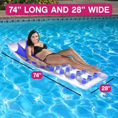 Poolmaster Classic French Pocket Inflatable Swimming Pool Mattress Float 193cm (76") x 71cm (28") | Built-in Pillow for Relaxation thumbnail 7