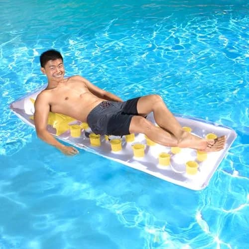 Poolmaster Classic French Pocket Inflatable Swimming Pool Mattress Float 193cm x 71cm (76" x 28") | Relaxing Pool Lounger with Water-Trapping Pockets thumbnail 3