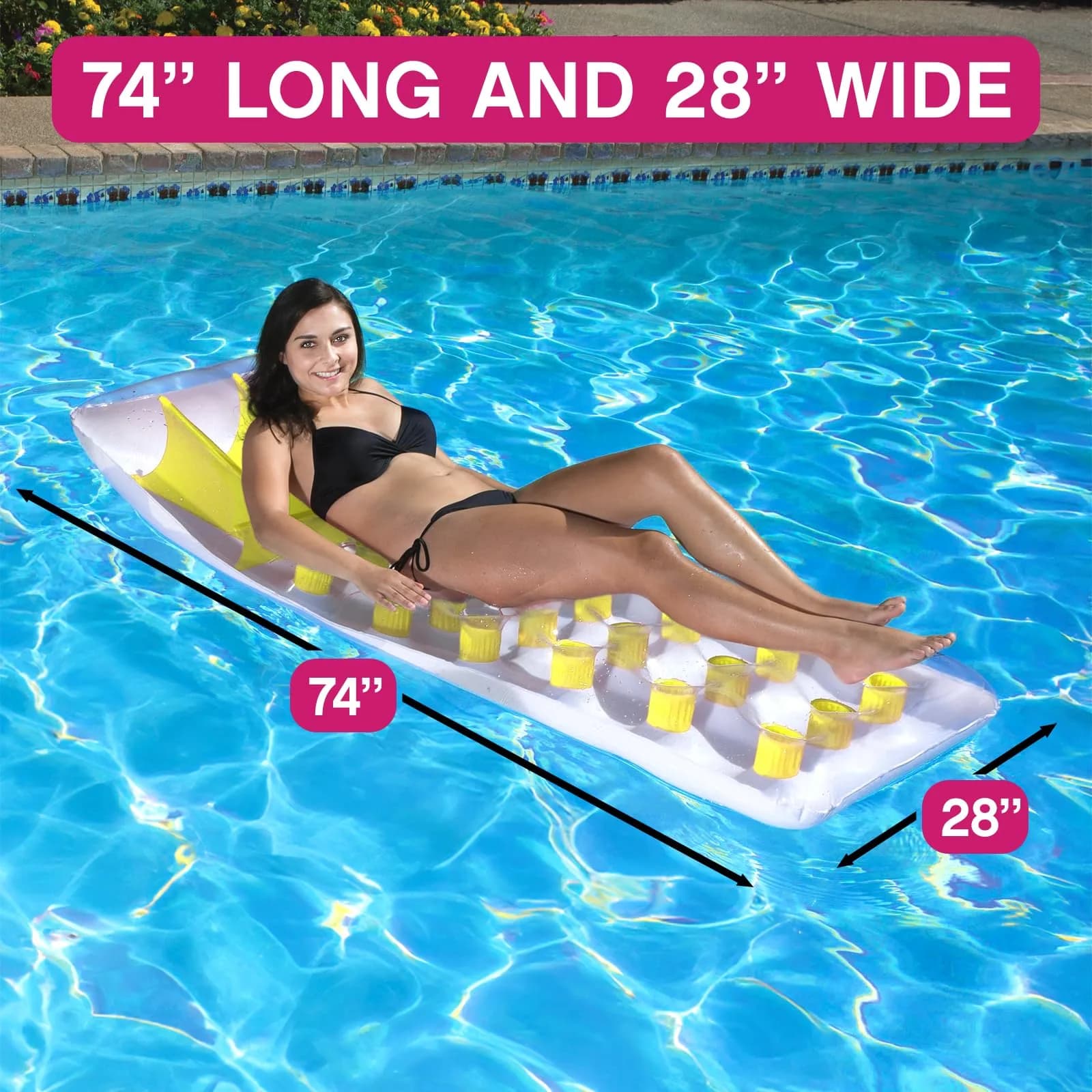 Poolmaster Classic French Pocket Inflatable Swimming Pool Mattress Float 193cm x 71cm (76" x 28") | Relaxing Pool Lounger with Water-Trapping Pockets - view 4