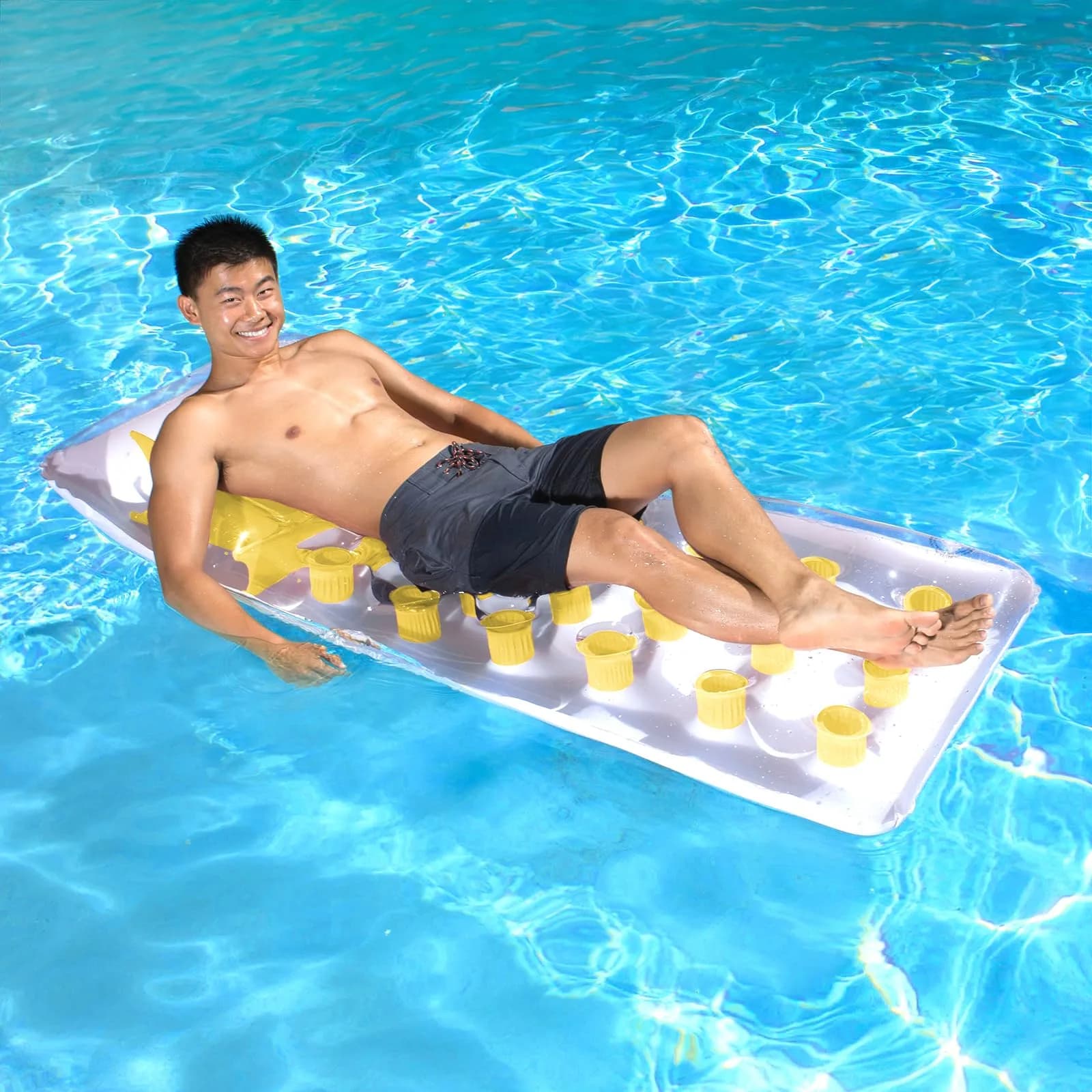 Poolmaster Classic French Pocket Inflatable Swimming Pool Mattress Float 193cm x 71cm (76" x 28") | Relaxing Pool Lounger with Water-Trapping Pockets - view 3