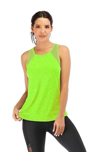 Fihapyli Workout Tank Tops for Women Breathable Mesh Racerback Loose Fit Backless Green thumbnail 2