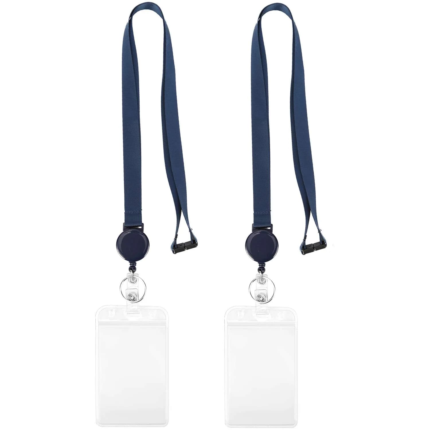 YOUOWO Retractable Badge Reel with Lanyard and Vertical ID Badge Holder 25 inch (63.5 cm) | Pack of 2 - main product image