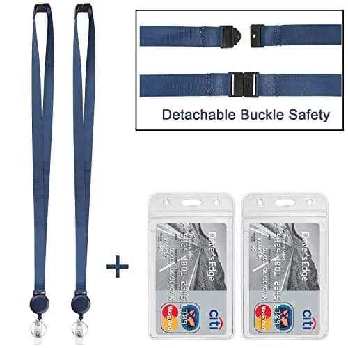 YOUOWO Retractable Badge Reel with Lanyard and Vertical ID Badge Holder 25 inch (63.5 cm) | Pack of 2 thumbnail 4