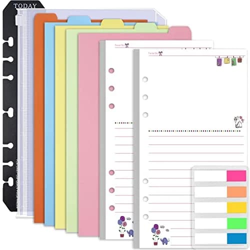Rancco A6 Planner Inserts Lined Paper, Colorful 90 Page 6-Ring Memo Refill, Double-sided, 6.9x3.7" | Refillable Planner Paper for Office & School thumbnail 1