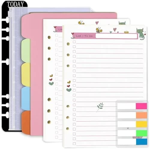 Rancco A5 Planner Inserts To-Do List 90 Pages (21cm x 14.8cm / 5.5×8.3") | Colorful Paper Refills for 6-Ring Binders thumbnail 1