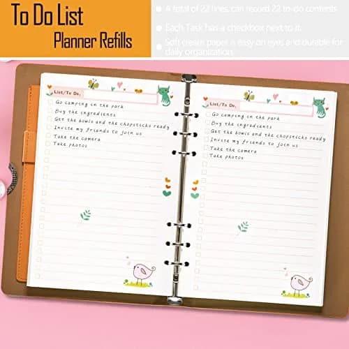 Rancco A5 Planner Inserts To-Do List 90 Pages (21cm x 14.8cm / 5.5×8.3") | Colorful Paper Refills for 6-Ring Binders thumbnail 6