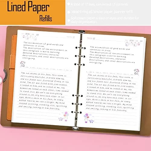 Rancco A5 6-Hole Undated Lined Paper Refill Set 180 Pages (21 x 14.2 cm / 8.3 x 5.6 inches) | Includes Zipper Pocket, Ruler, Dividers & Index Tabs thumbnail 6