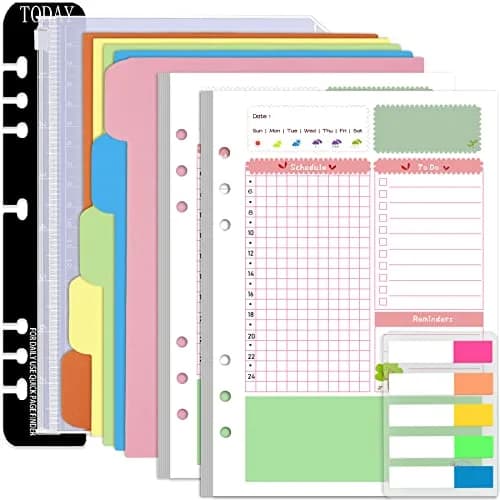 Rancco A5 Planner Inserts Daily Refills 90 Pages Colorful 6-Ring Loose-leaf Binder | Undated, PVC Pouch, Divider, Ruler thumbnail 1