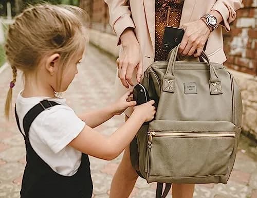 Kah&Kee Leather Backpack for Women and Men 15-inch Laptop Bag | Teacher Professional, Diaper Bag, Travel (Dark Gray, Medium) thumbnail 6