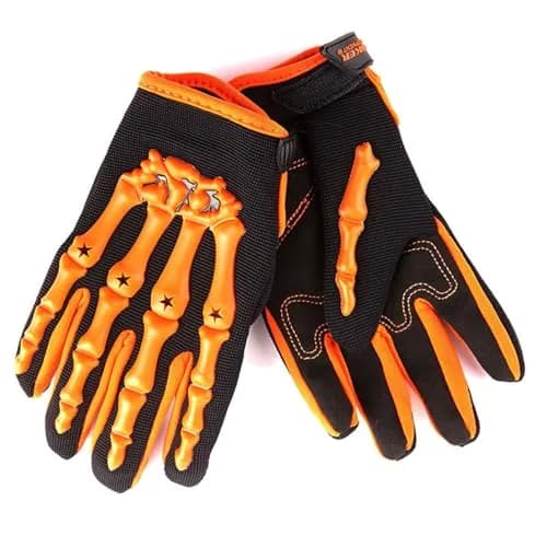 1Storm Youth Motocross Gloves Orange L (3.1 inch Palm Width) | Tough Finger and Knuckles Protection thumbnail 3